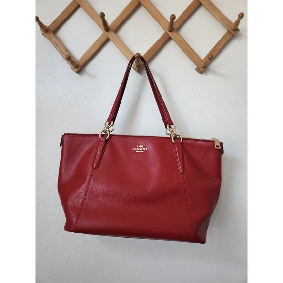 Coach Handbags - Coach zip top dark red handbag satchel